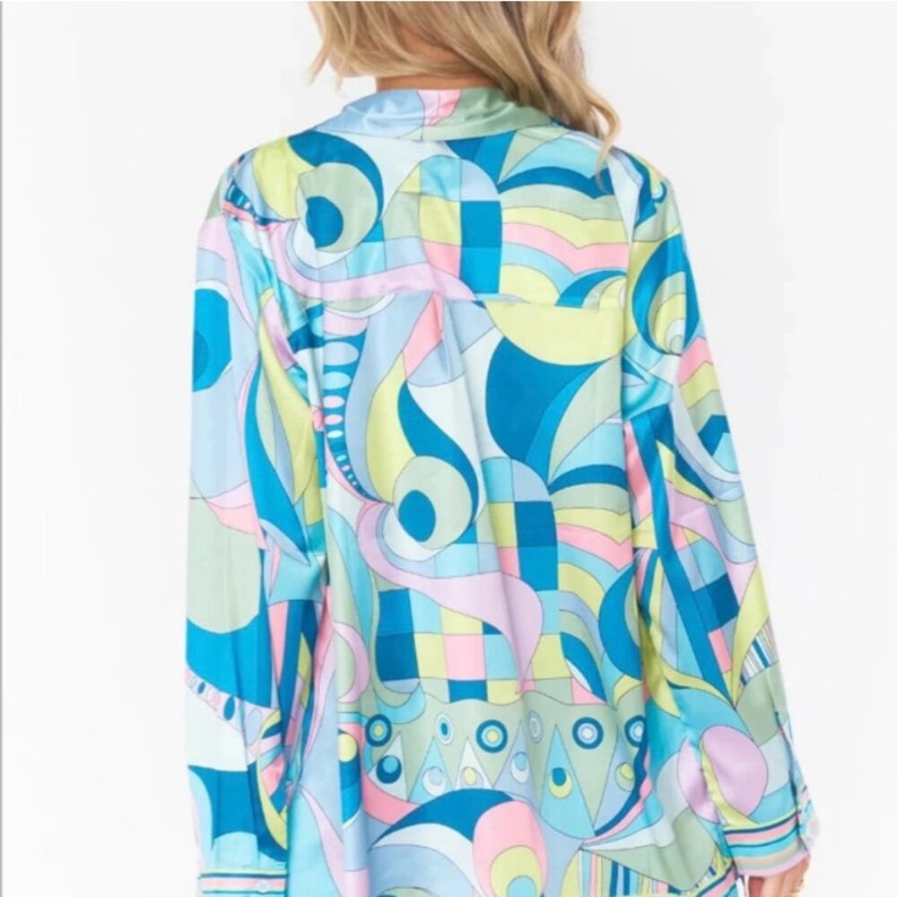 Show Me Your Mumu Early Riser Go Go Luxe Satin Silky PJ Pajama Top S - Picture 7 of 10